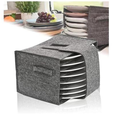 Felt Plate Cup Storage Bag 8 Plates 6 Cups Lightweight Outdoor Dish Carrier Adjustable Flap Storage Organizer