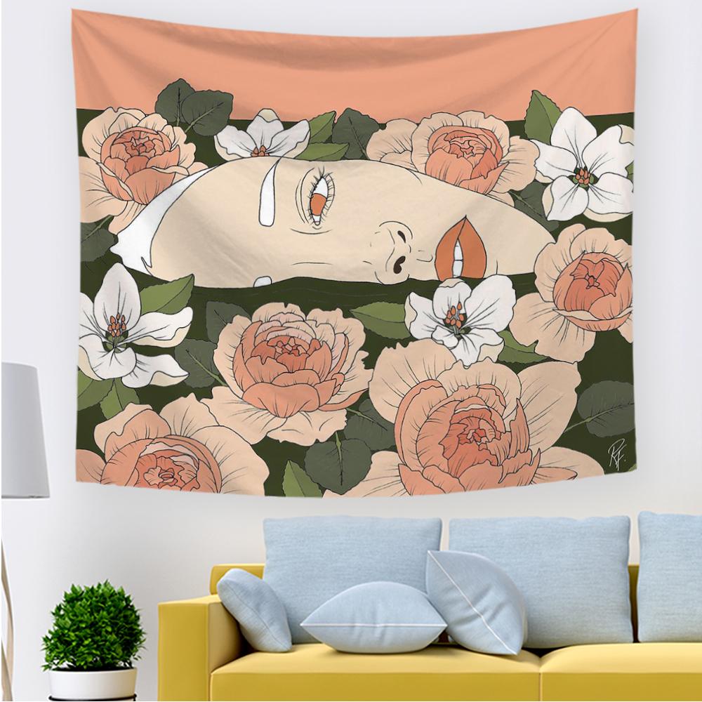 Home Decor Simple Ladies Tapestry With Flowers Cute Ladies Living Room Office Tapestry Tapestry tapiz