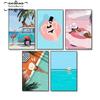 Cartoon Swimming Pool Summer Seaside Vacation Illustration Canvas Painting Wall Art Poster Print Picture Living Room Home Decor