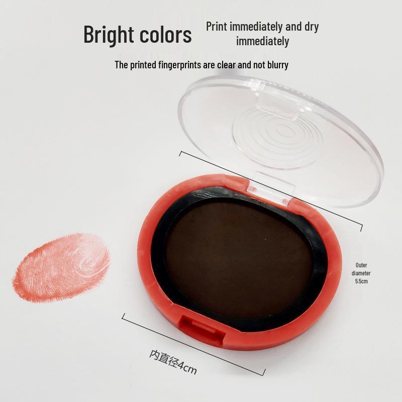 Portable Quick-Drying Red Ink Fingerprint Pad - Safe, Easy To Wipe, Small Size