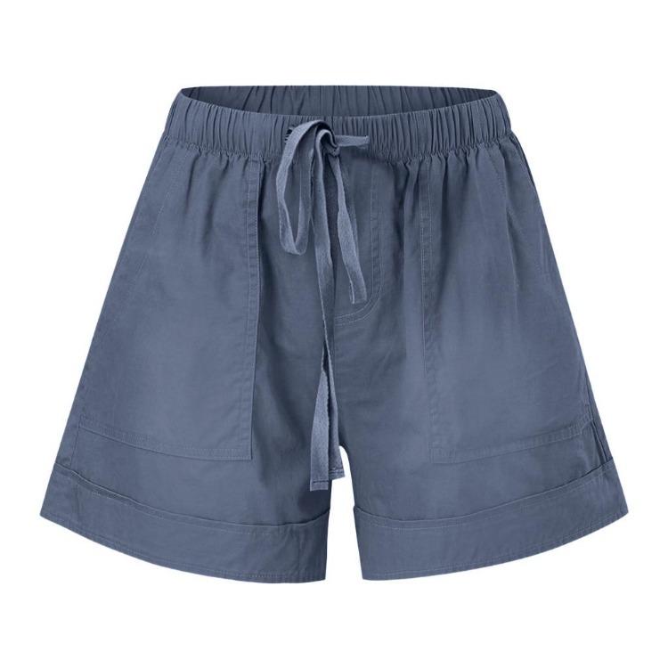 Plus Size Women's Casual Loose Shorts Pants with Elastic Waist Drawstring and Pockets