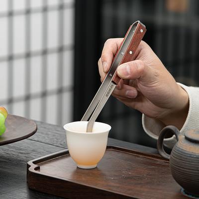 1PC Pure Titanium Tea Tongs, Heat-resistant Household Ebony Gongfu Tea Set Accessories Cup Tongs