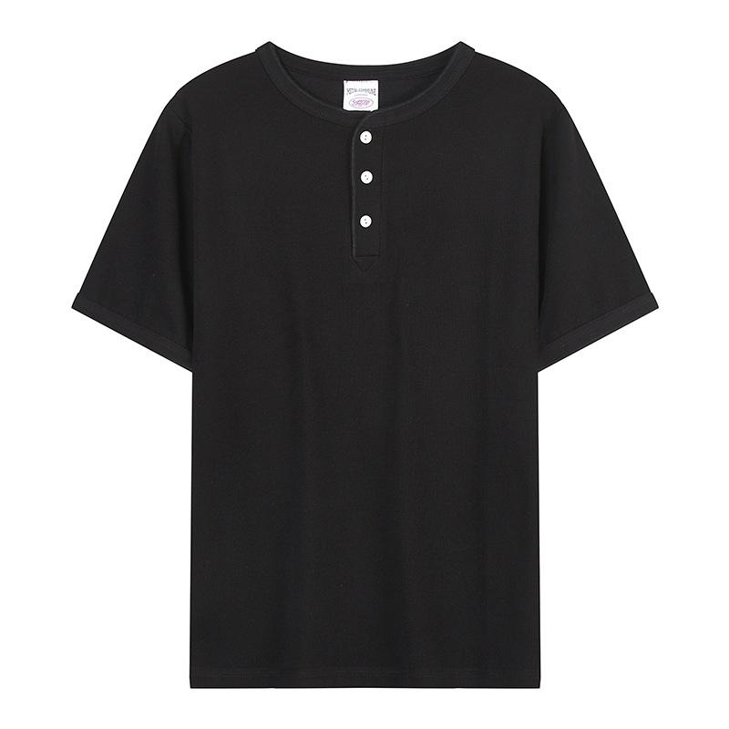 Light Luxury One Tone American Vintage Style Old Henry Neck Slim Short-sleeved T-shirt