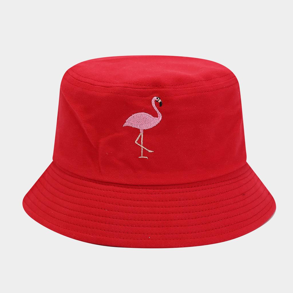 Korean version of the new flamingo embroidered bucket hat female students outdoor shopping macaron basin hat couple hat