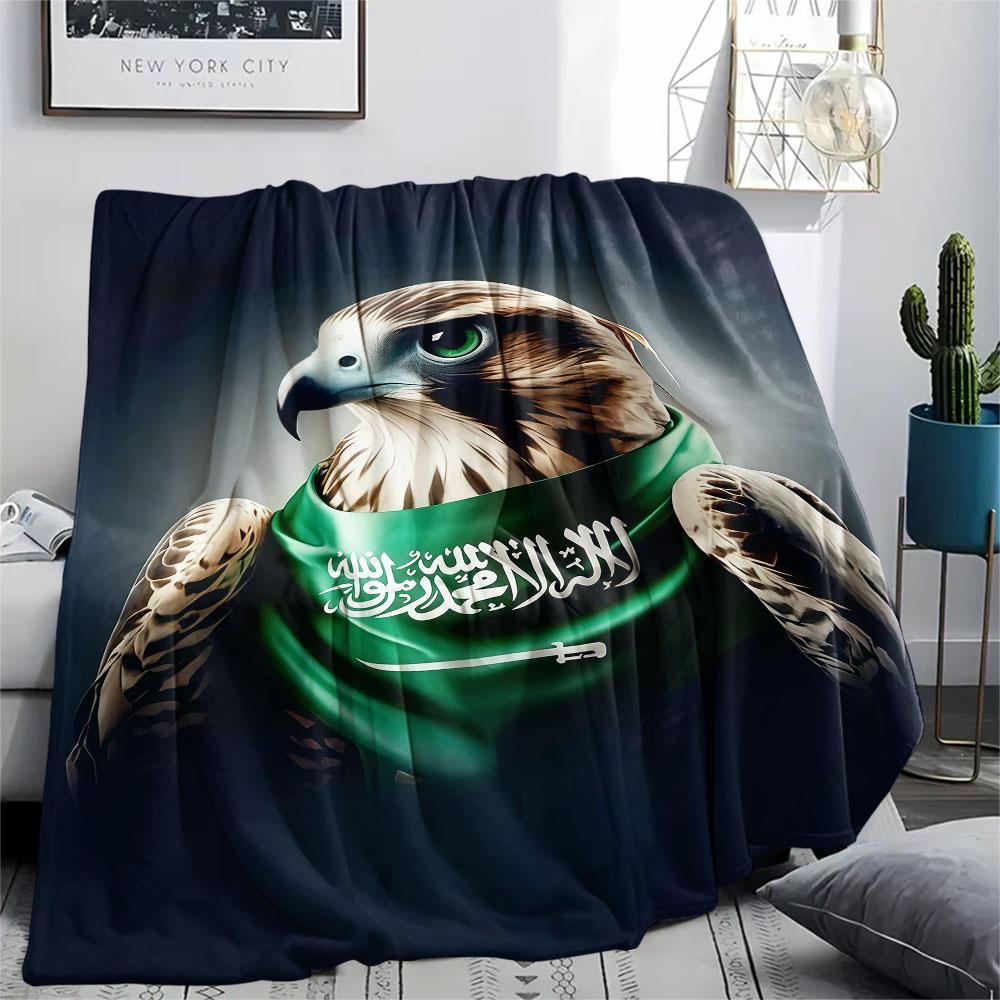 1PC Saudi Arabia National Football Team Patterned Flannel Blanket Suitable For All Seasons for Home Decor Warmth and Comfort Gifts Holiday Present