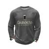 Men Crewneck Long Sleeve Text Front Pullover Casual Knit Top Lightweight Holiday Themed Sweatshirt