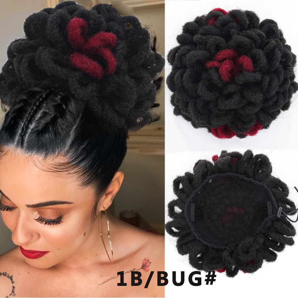 LUPU Moño de pelo Afro sintético para mujeres negras, moño con cordón, coleta de imitación, Clip en cola de poni, piezas de cabello