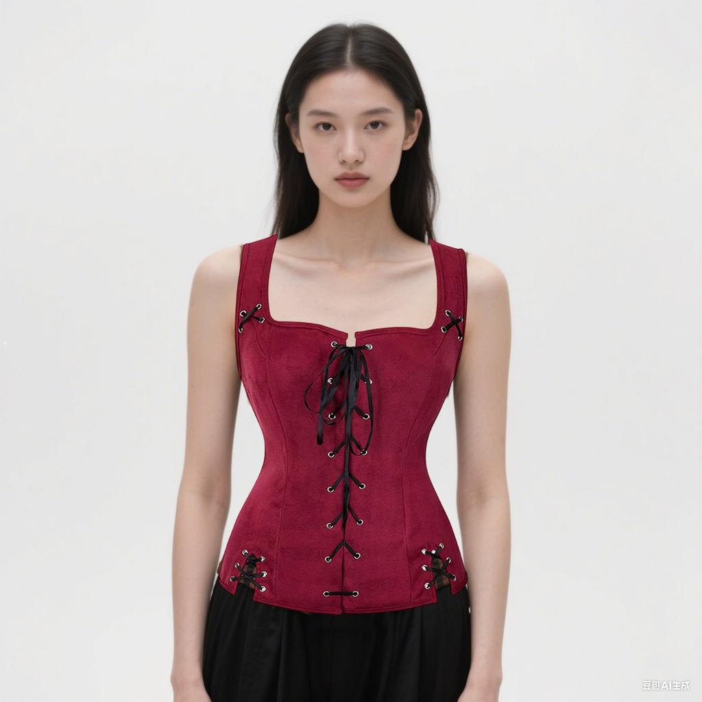 Medievals Vest Retro Sleeveless Top Vest Court Gentleman Lace-up Vest