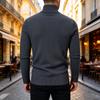 Men's Zip-Up Knit Cardigan Sweater with Mock Neck, Slim Fit Long Sleeve Cable Stripe Business Casual Top