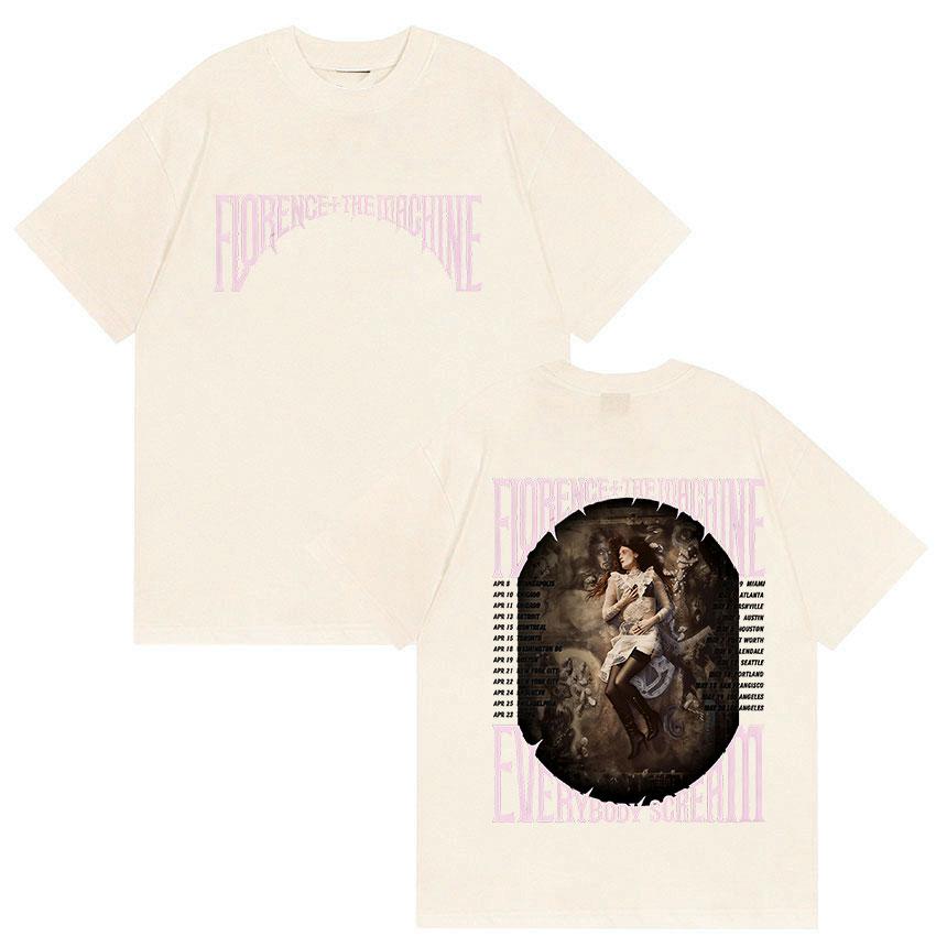2026 Summer Florence The Machine Everybody Scream Tour Graphic T Shirt Unisex Women Vintage Harajuku Cotton TShirt Streetwear