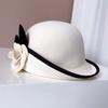 Vintage Fedoras Hat for Women Theme Party Caps with Roll Brim Flower Wool Bowler Hat for Halloween Party Cosplay Accessory