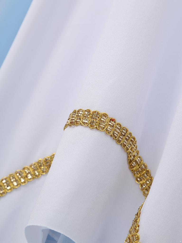 Womens Ancient Greek Roman Tunic Dress Long Cape Sleeve Gold Trim Asymmetrical Hem Halloween Dance Costume