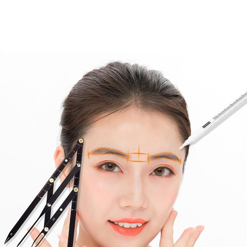 Ögonbryn Gyllene Snittet Måttband Exakt Placering Vikbar Rostfritt Stål Ögonbrynsmätverktyg Svart Ögonbryn Gyllene