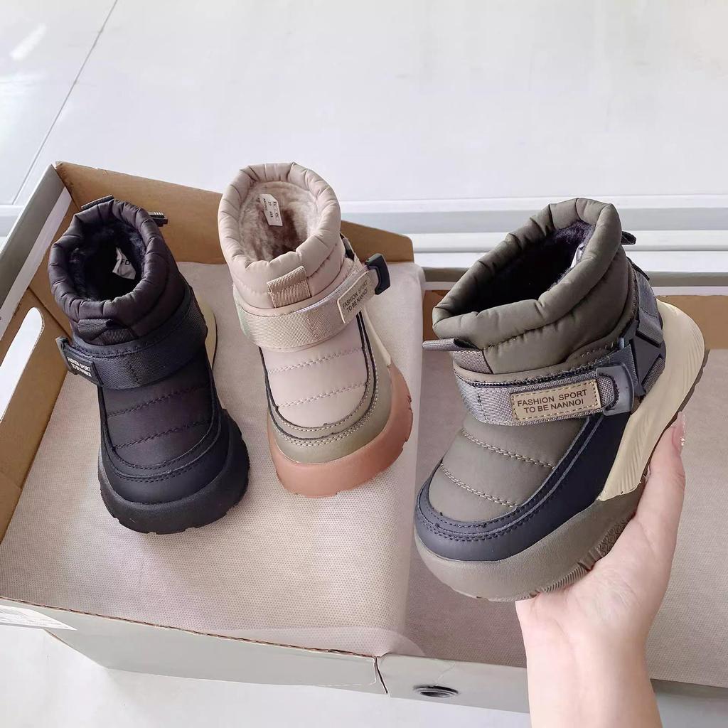 Kinder-Schneestiefel im koreanischen Stil: Winter-Sneaker mit weichen Sohlen, Plus Samt, dicke Baumwolle für Kleinkinder