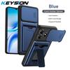 KEYSION Card Slot Holder Bag Phone Case for ZTE Blade A36 Slide Camera Protection Kickstand Shockproof Back Cover for Blade A36