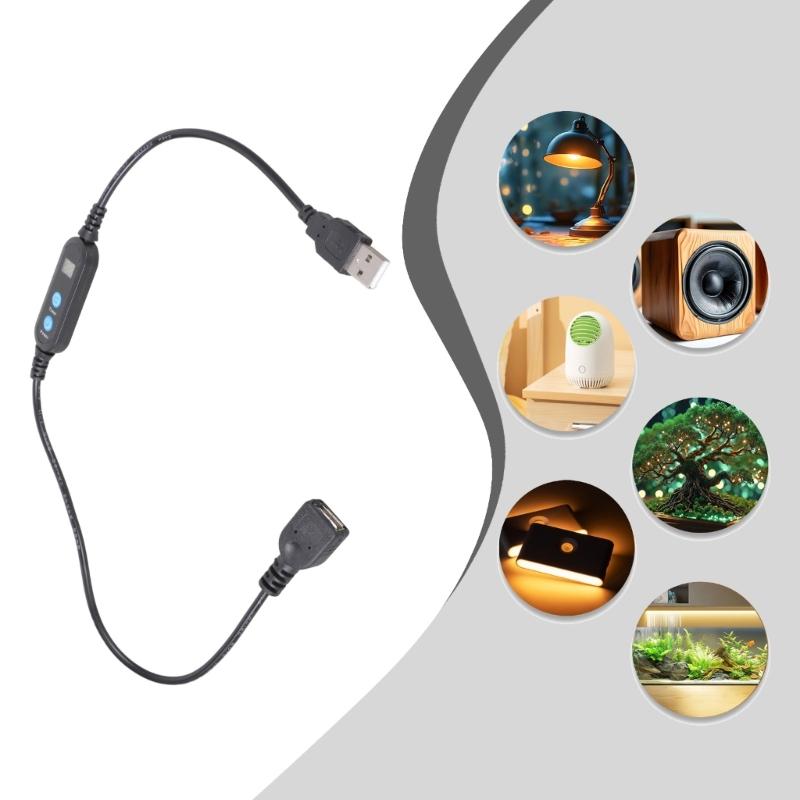 50cm Adjustable Timer Switching USB Cable Cord 1 to 30 Minutes Auto Countdown Shutoff For LED Lights, Fan, Kitchen