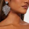 Full Diamond Fringed Earrings, Stylish Luxury Rhinestone Earrings Premium Accessories Earrings