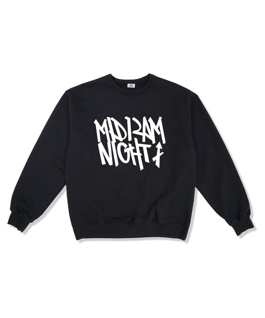 MIDNIGHT12AM [Fleece Line Option] Signature Logo Oversized Premium Double-Sided Sweatshirt 4 Colors (Type A)