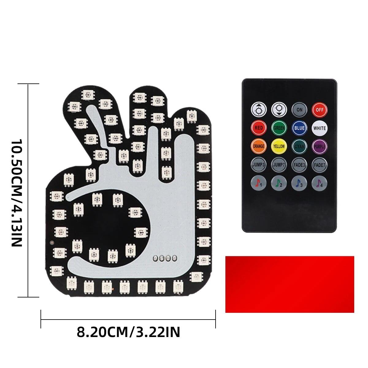 

1 шт. Автомобильный пальчиковый забавный свет с дистанционным управлением жестами, наклейка на ручную лампу, светящаяся панель, знаки победы, ОК, знак на окно автомобиля, интерактивный свет