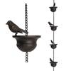 Metal Rain Chain Birds on Cup Rain Catcher Fit for Gutter Home Garden Park Roof Decoration Metal Drainage Downspout Tool