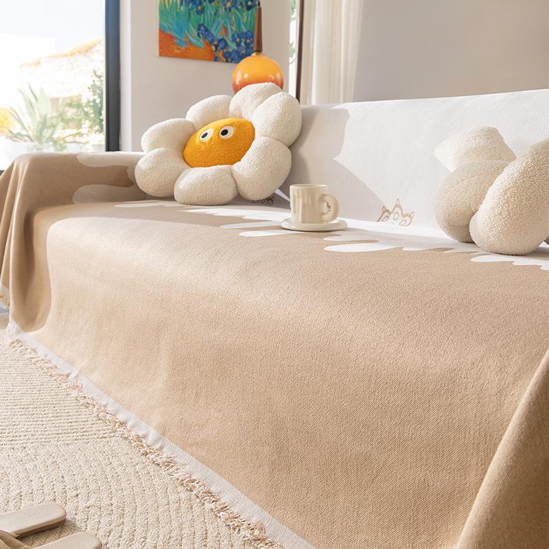 Super Soft Living Room Chenille Sofa Towel Full Cover Anti Slip Dust Cover For All Seasons Pet Friendly Furniture Slipcover