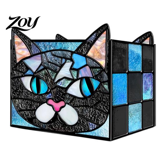 Acrylic Stationery Organizer Stained Glass Style Pen Holder, Unique Desktop Organizer, 3D Creative Gift for Students Embossed Relief Pattern