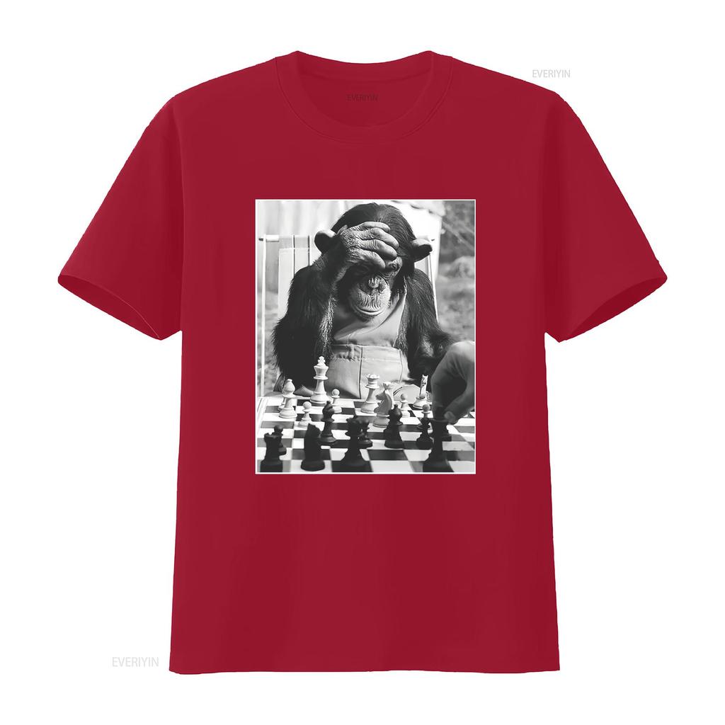 Chimp Playing Chess T Shirt Cool Player Merch For Art Funny vintage Washed Soft Breathable graphic designer clothes homme