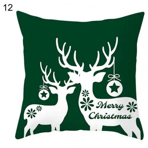 Christmas Themed Throw Pillow Cover With Short Plush Print Living Room Sofa Decoration Cushion Cover Pillow Covers Decorative