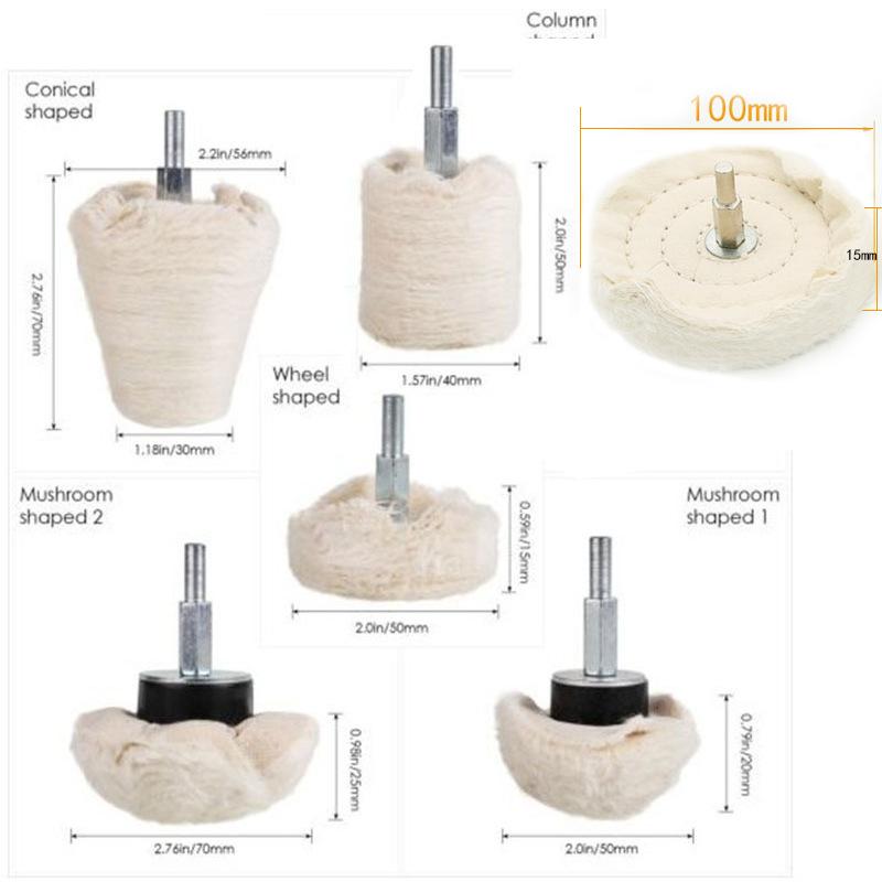 6Pcs Polishing Buffing Pads Mop Wheel Buffer Pad Drill Kit for Car Polisher Set