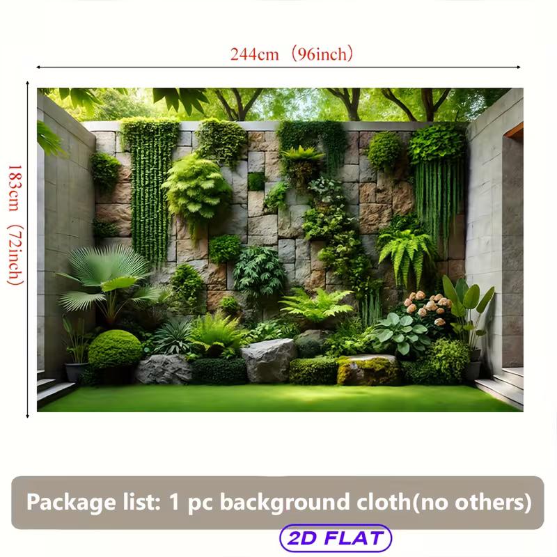 Green Plant Wall Tapestry, Tropical Courtyard Background Cloth, Calming Nature Wall Decor