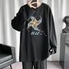 Sweat à capuche imprimé décontracté ample pour homme, haut à manches longues et col rond pour le printemps et l'automne