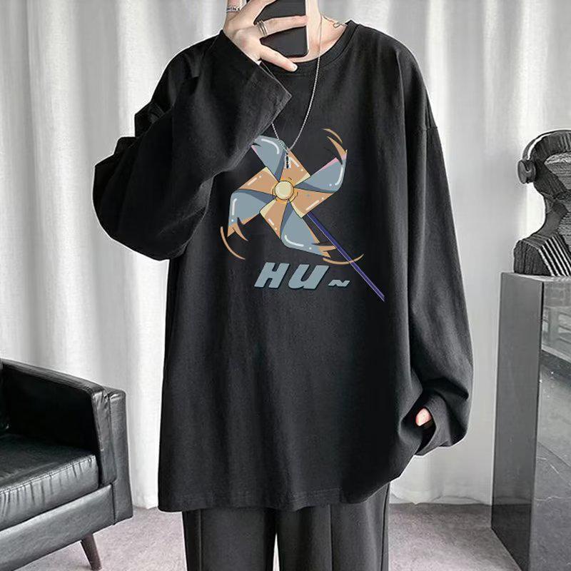 Sweat à capuche imprimé décontracté ample pour homme, haut à manches longues et col rond pour le printemps et l'automne