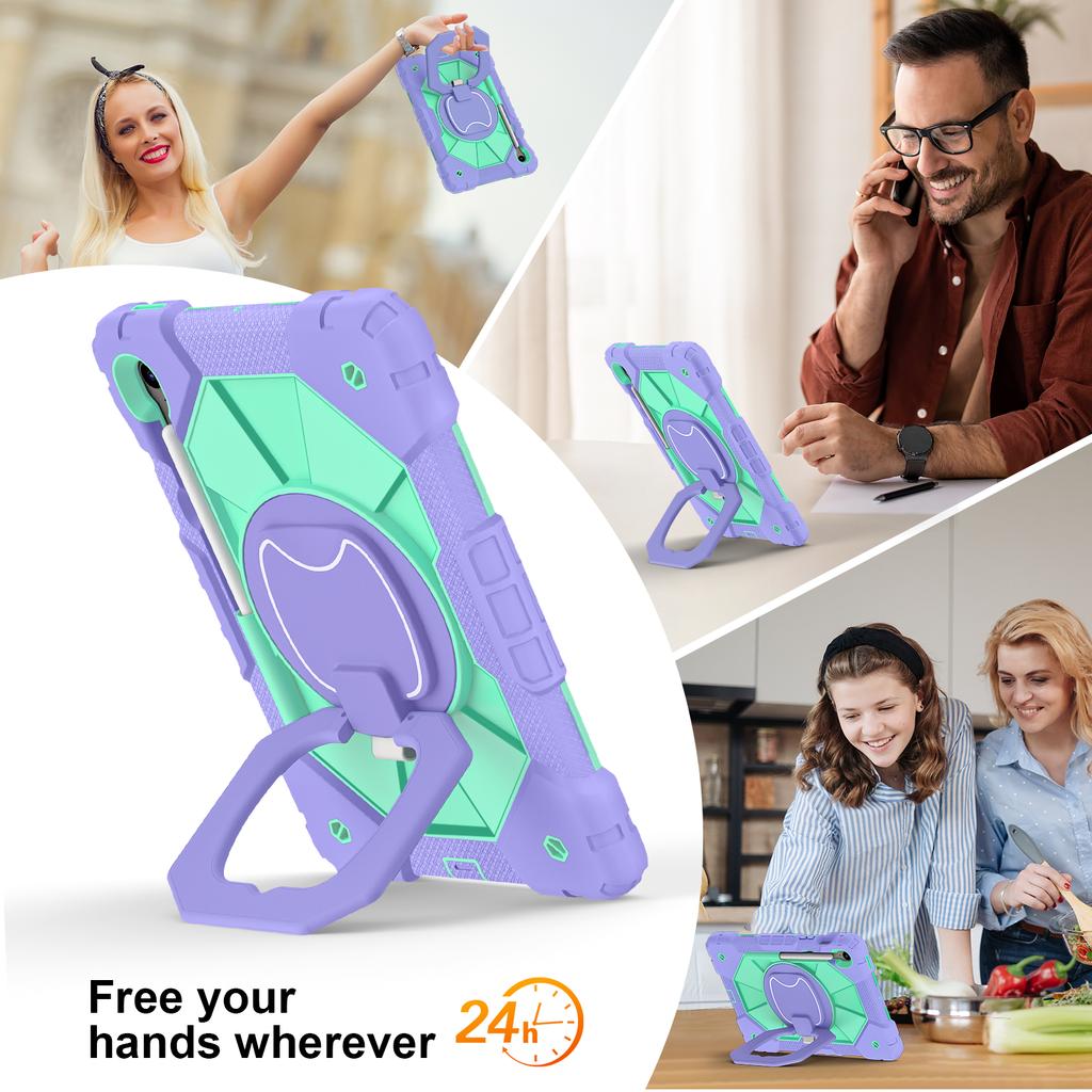 Rotating Stand Case Universal for Galaxy Tab S10 Lite S9 FE SM-400 X406 X520 X526B X510 X516B X710 X716B Heavy Duty Handle Cover