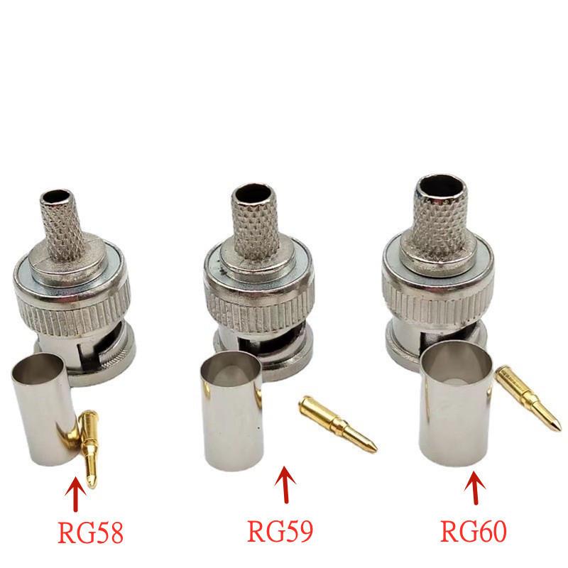 Dreiteiliges BNC-Steckerstift-Set: Kaltpress-Stecker aus Kupfer für RG58, RG59, RG6U