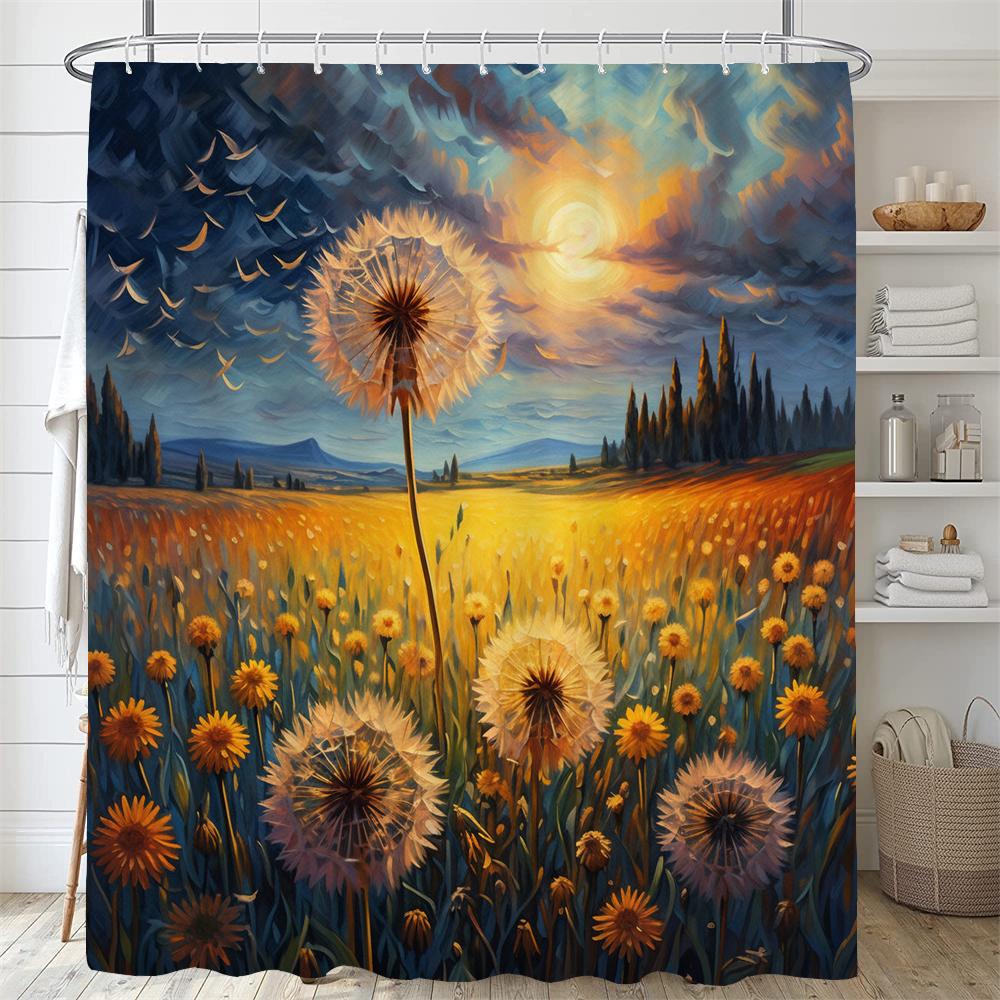 

Colorful Flowers And Plants Shower Curtain Scenery Bathroom Curtain Romantic Bath Curtain Polyester Waterproof Bathroom Shower W60H190(CM)-1 Pcs