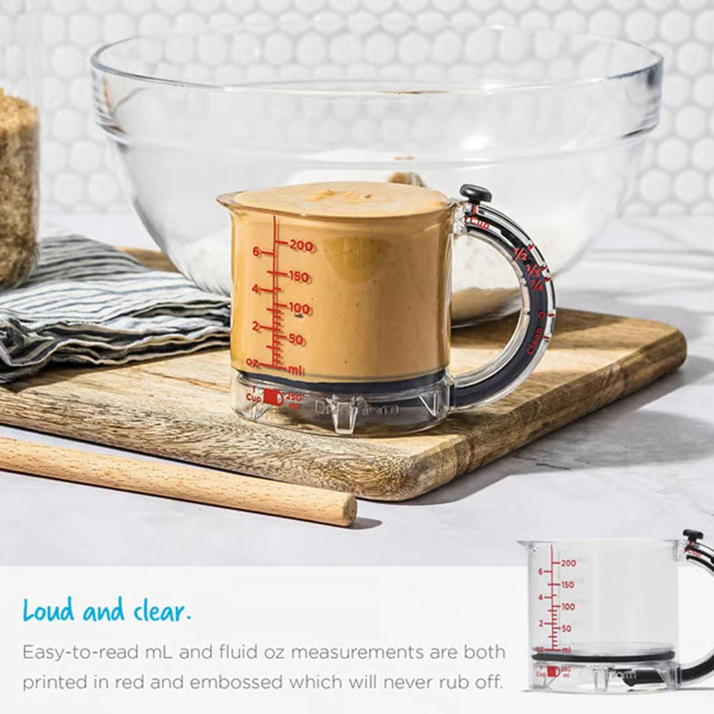 Adjustable 4-In-1 Integrated adjustable measuring cup Cup with Scraper-Style Seal Base Measurings Cube Cups for Cooking