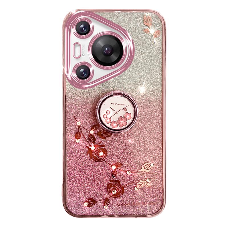 KADEM For Huawei Pura 70 Pro/Pura 70 Pro+ Kickstand Case Rhinestone Flower TPU Phone Shell