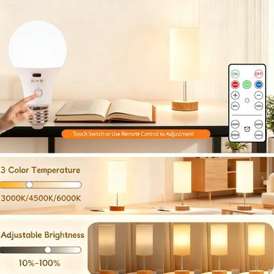 RGB/3 Color USB Led Bulb Rechargeable Light Bulb Smart Bulb Dimmable E27 Bulbs with Timing Cordless Battery Operated Light Bulb