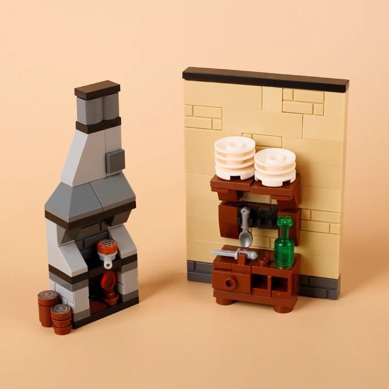 MOC Notice Board Building Blocks Bee Farm Fountain Bonfire Stove Medieval Town Street View Water Wall Bridge Road Sign Brick Toy
