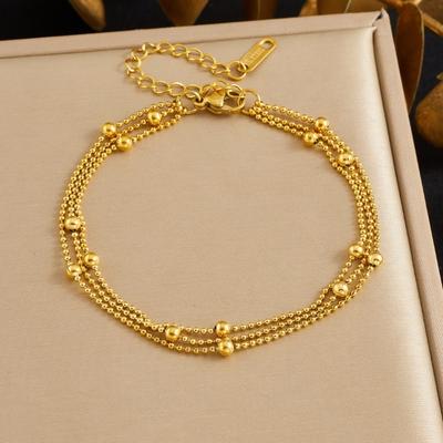 Gold Beaded Multi Layer Bracelet For Women Dainty Jewelry
