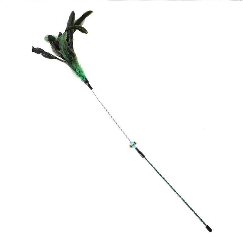 

Plastic Feather Spring Teaser Stick with Bell - Bendable Cat Self-Entertainment Toy 62 cm зелёный