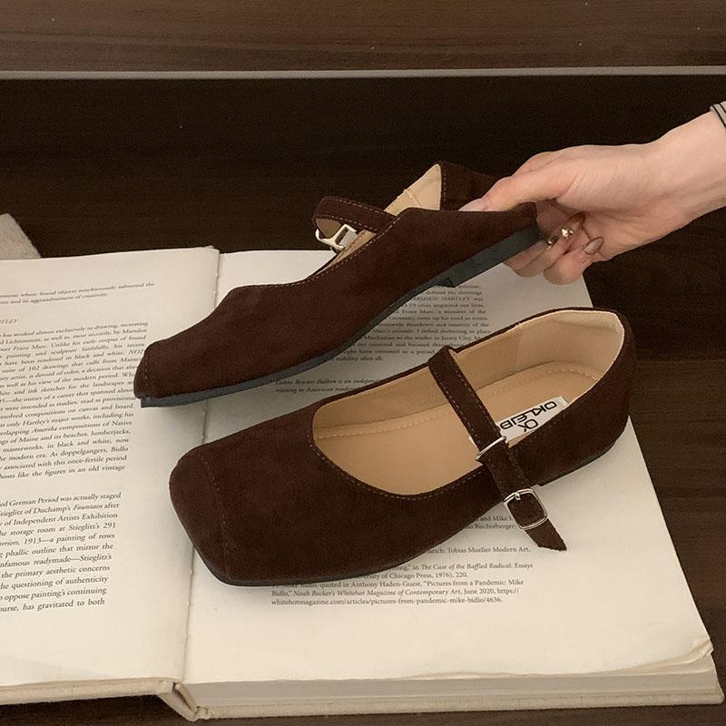 Fashion Fashion Buckle Strap Ladies Mary Janes Flats Shoes Soft Casual Female Shallow Footwear Square Toe Women Flats With Shoes