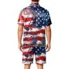 Men's Satin Short Sleeve Pajama Set Two Piece Soft Lightweight Sleepwear with Shorts and Pockets Button Down Top Lounge Suit