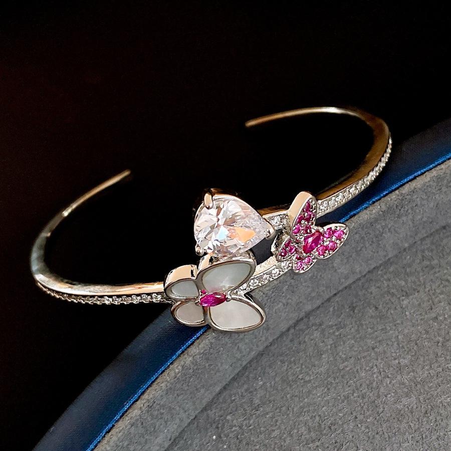 European and American zircon butterfly water drop opening bracelet personalized bracelet light luxury jewelry women