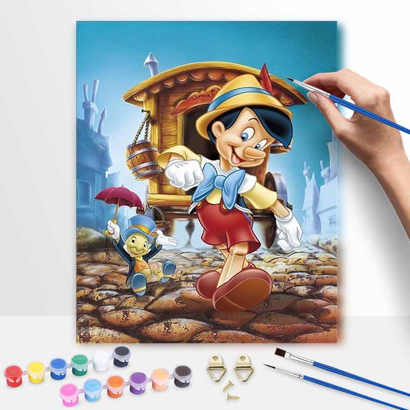 disney pinocchio and jiminy cricket digital oil painting hand painting kit diy home decoration 20x30cm