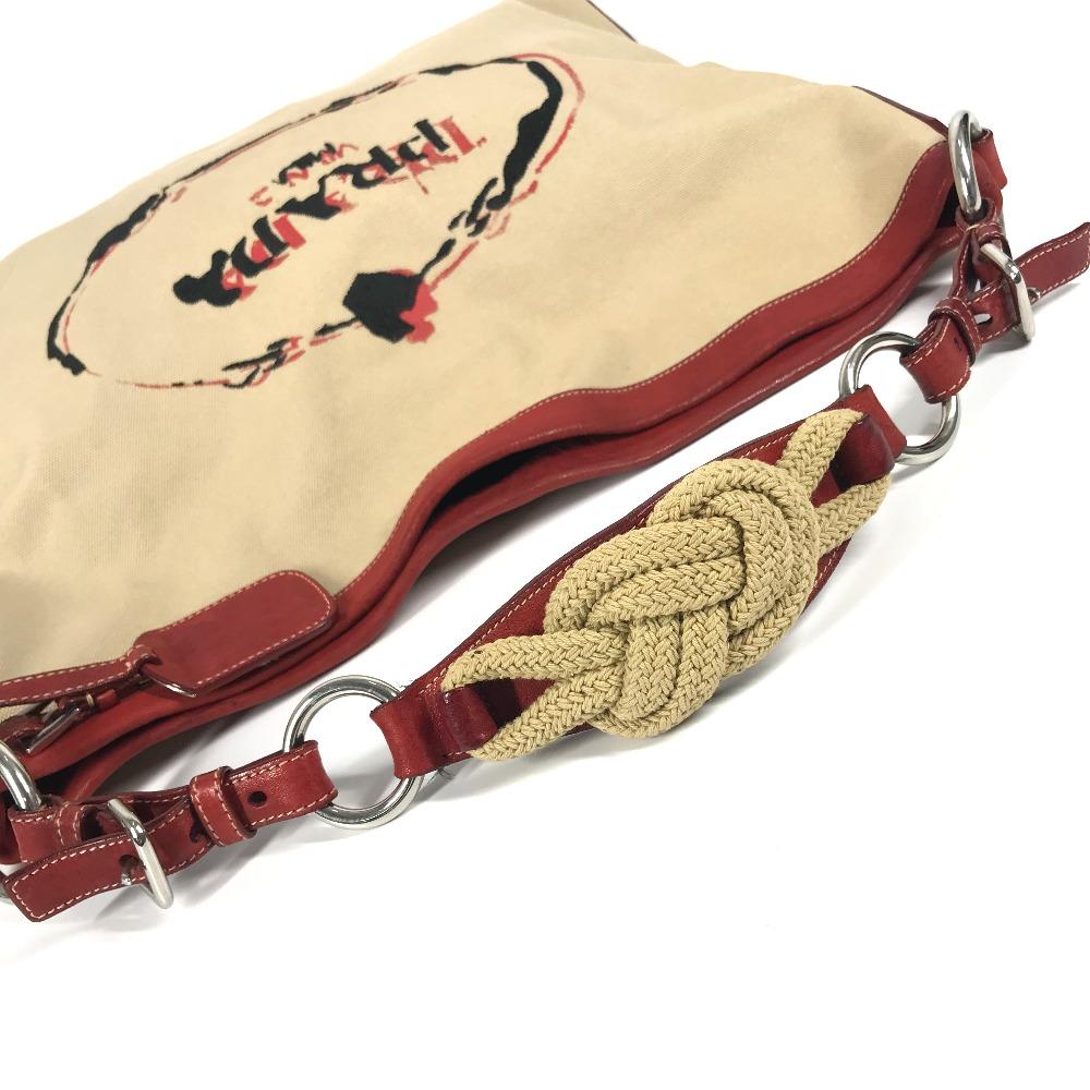PRADA logo Shoulder Rope Canvas Tote Bag Hobo Bag Shoulder Bag