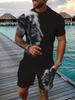 Casual Sports Suit Breathable Outdoor Casual Men's T-shirt and Shorts Suit Summer 3D Printing Suit for Adult Men