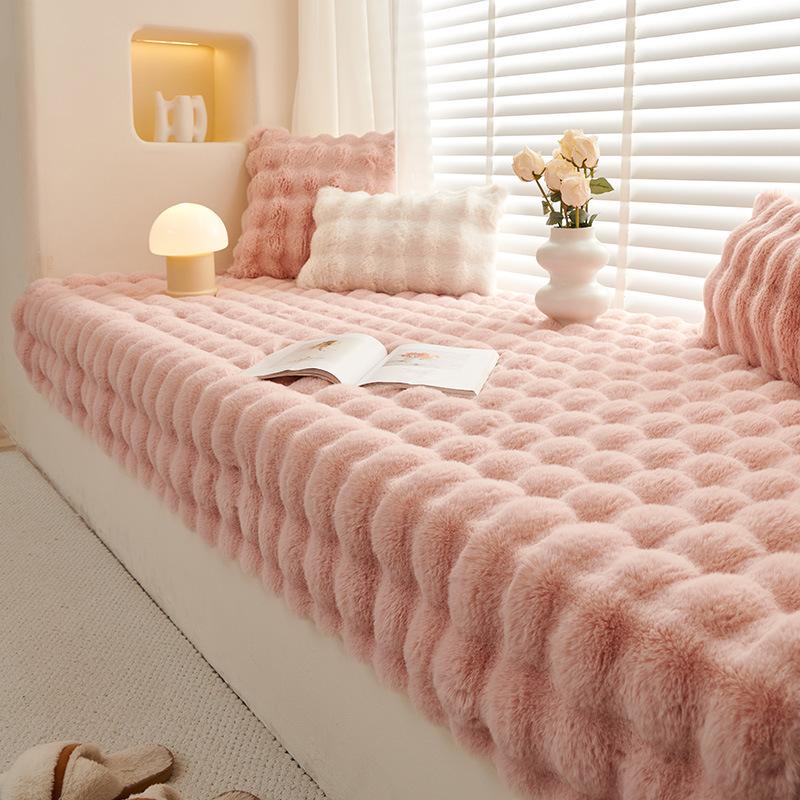 Winter Ins Style Thickened Ledge Cushion Window Cushion Rabbit Plush Balcony Bedroom Tatami Cushion