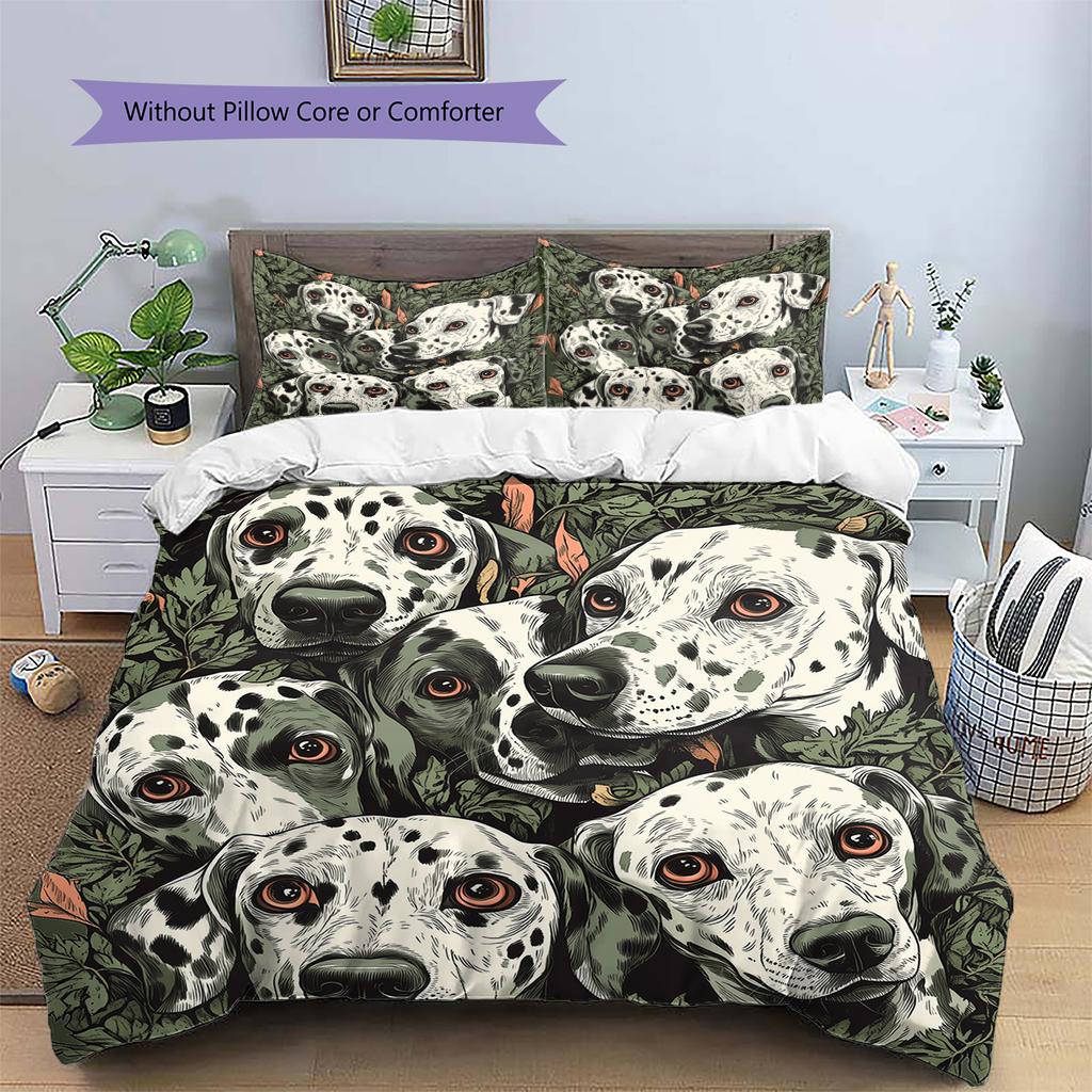 Dalmatian and Bushes Pattern Bedding Home Decoration Birthday Gift (1 * Duvet Cover + 2 * Pillowcase, Without Core)
