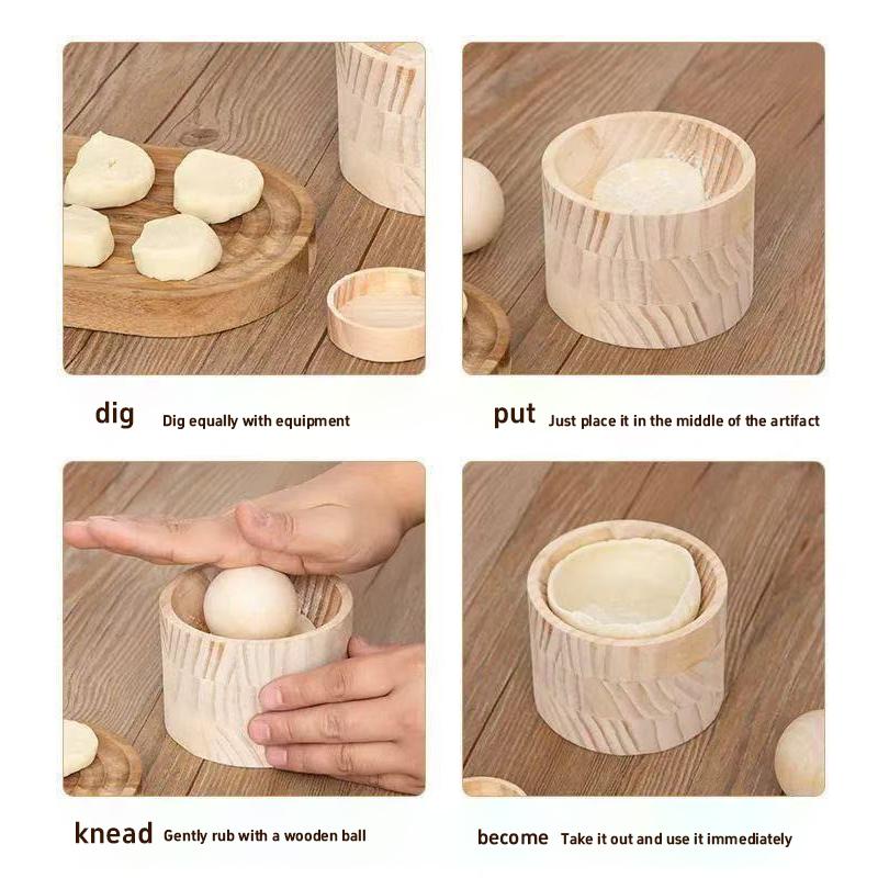 Handmade Wood Dumpling Maker Press Tool Wood Mold And Ball Manual Dough Skin Presser Tool Quick Dumpling Wrapper Maker 1/2pcs